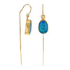 Aqua Blue Opal Threader Earrings in 14K GF