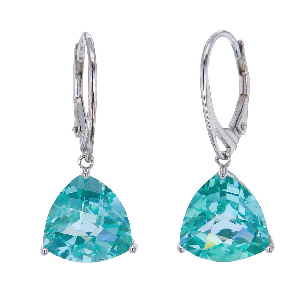 Trilliant Cut Ocean Green Spinel Earrings