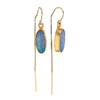 Blue Opal Threader Earrings in GP 14K Gold