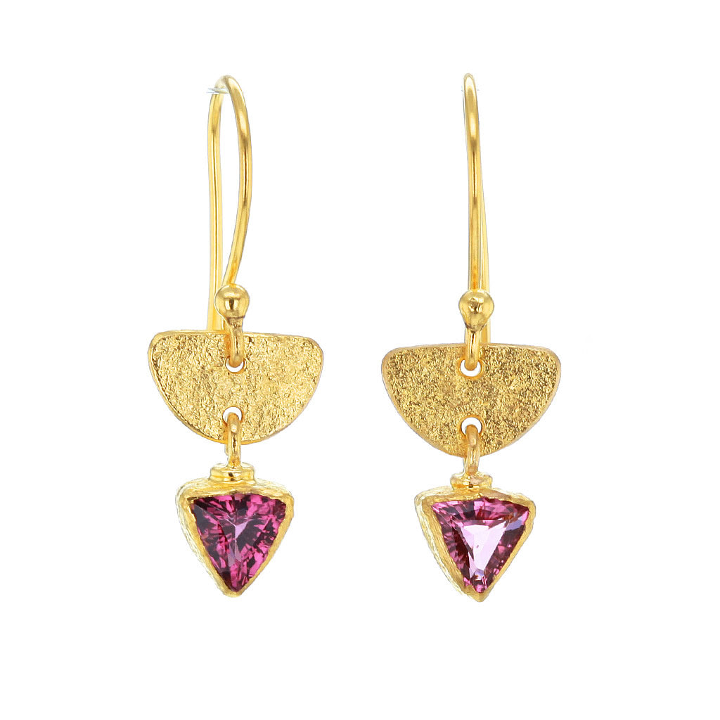 Byzantium 22K Solid Gold & Pink Tourmaline Earrings