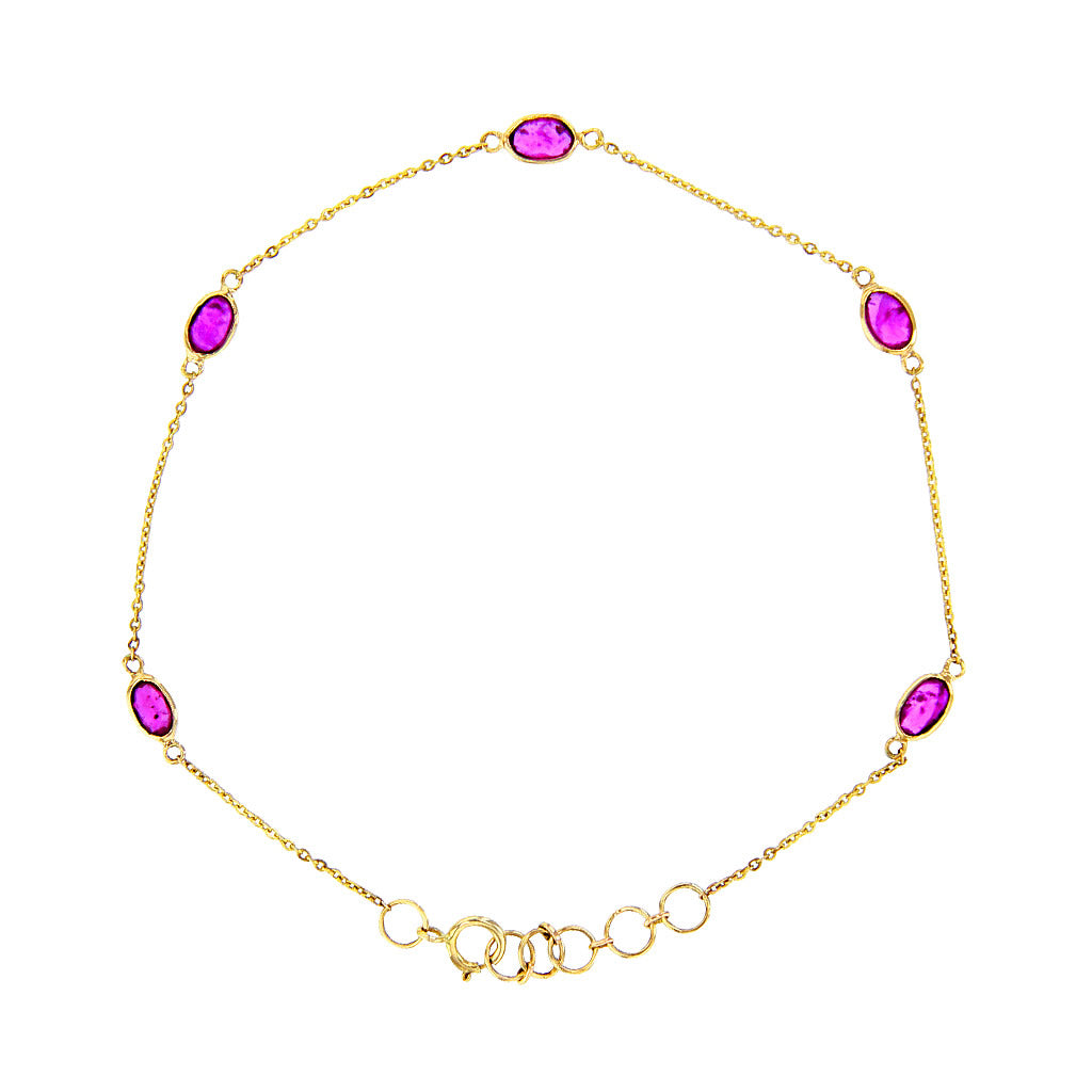 Delicate 5 Ruby Gold Bracelet