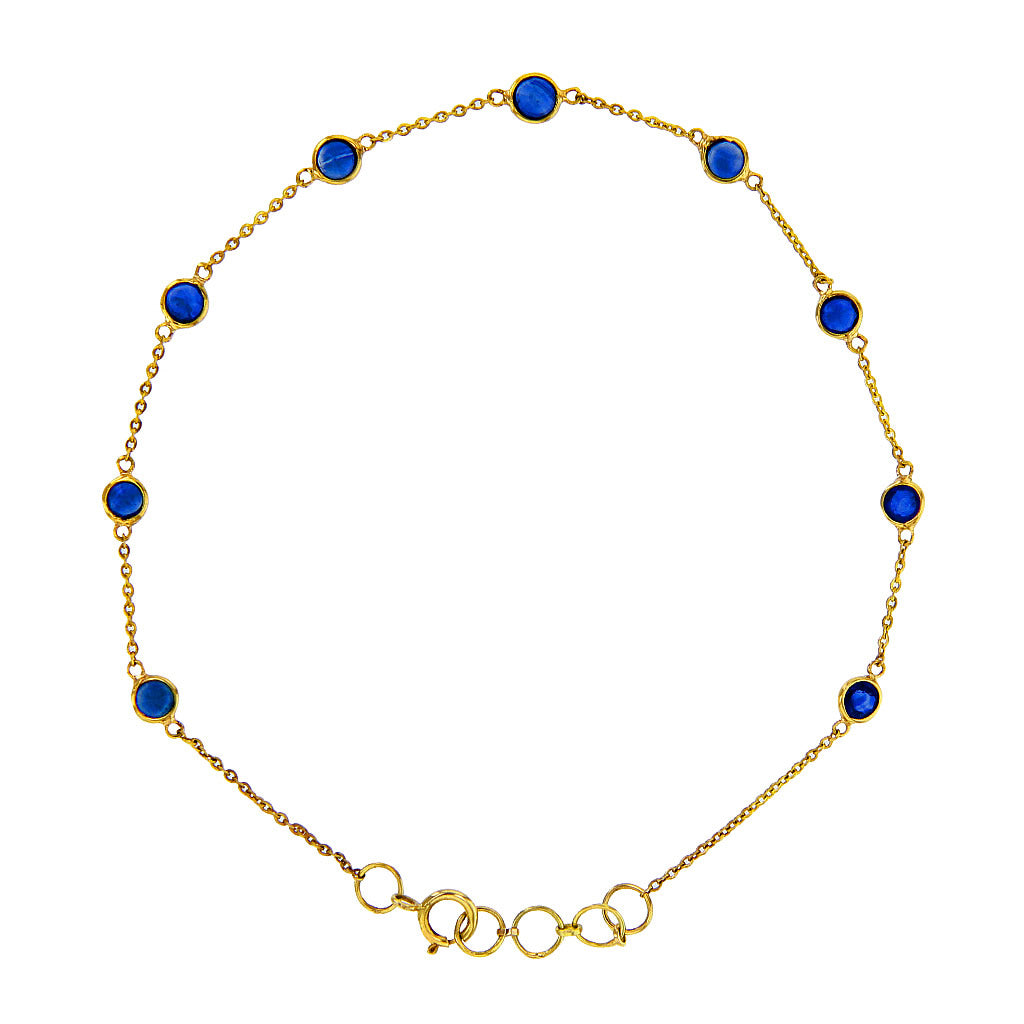 Delicate 9 Sapphire Gold Bracelet in 14K