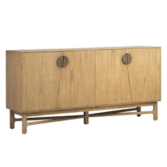 Genova MCM Inspired Natural Mindi Wood Sideboard With Brass Accent