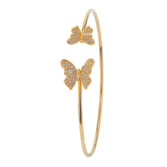 Diamant-Schmetterlings-Designer-Armreif aus 14-karätigem Massivgold