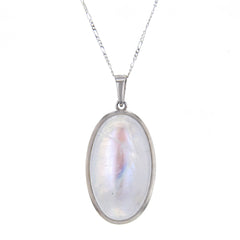 Large Oval Moonstone Cabochon Necklace