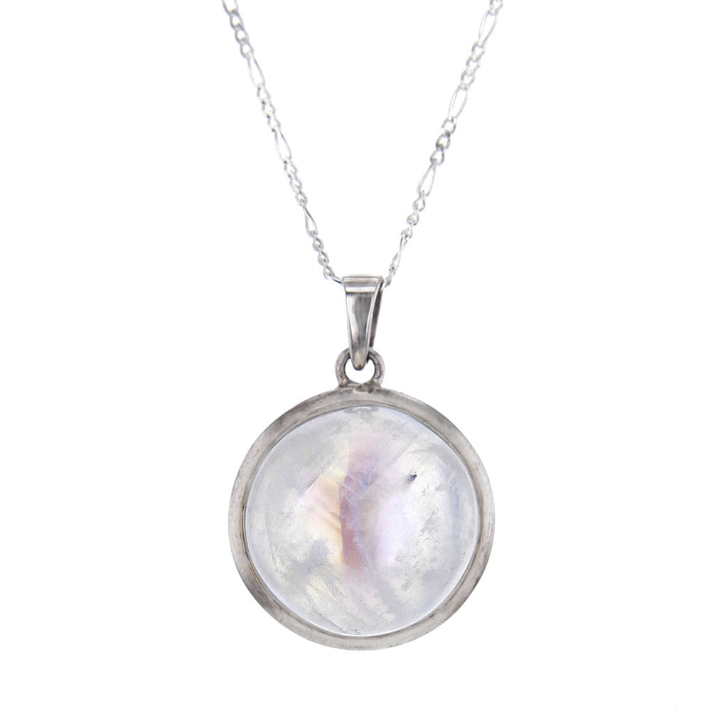 Round Moonstone Cabochon Necklace