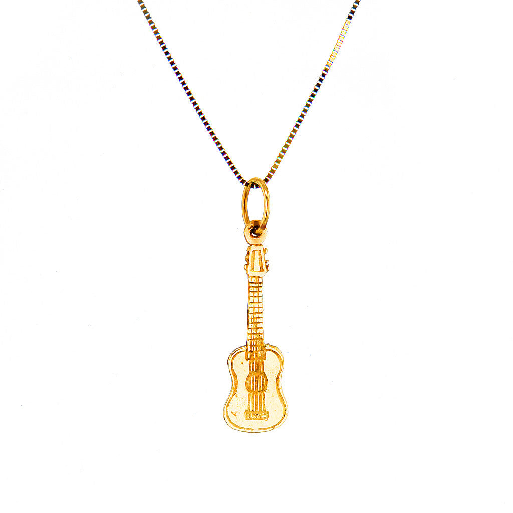 14kt Yellow Gold Vintage Guitar Pendant Necklace