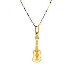 14kt Yellow Gold Vintage Guitar Pendant Necklace