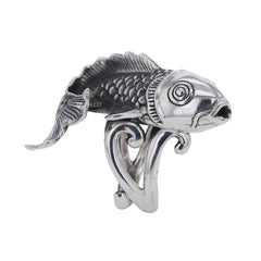 錦鯉魚雕刻純銀戒指