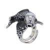 Koi-Fisch-Ring aus Sterlingsilber mit Augen aus schwarzem Onyx 