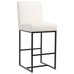 Mayes 現代吧凳，白色棉質內飾和黑色框架一對