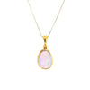 Micro Gold Plate Opal Cabochon Pendant 14K Chain