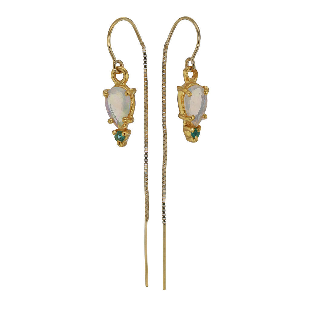 Emerald & Opal Earrings in Gold Vermail