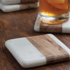 Square Marble and Wood Coasters Set of 4