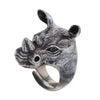 Happy Rhino Ring aus Sterlingsilber mit Augen aus schwarzem Onyx 