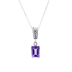Rose de France Bbaguette Cut Amethyst Pendant Necklace