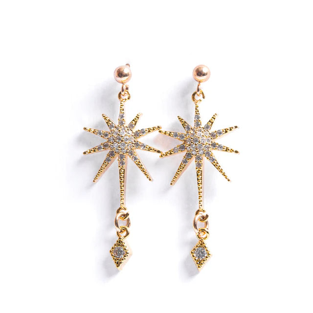 Shooting Starlet Gold Plated Earrings with CZs