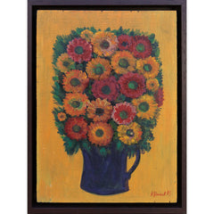 尼古拉·尼科夫橙色復古油畫上的非洲菊