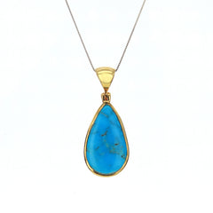 Micro Gold Plate Turquoise Pendant 14K Chain