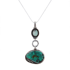 Nevada Turquoise & Alaskan Jade Pendant Necklace