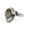 Originaler antiker Ring aus römischem Glas aus Sterlingsilber mit gealtertem, grob gehämmertem Design