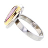24K 純金鑲嵌粉紅電氣石和鑽石純銀結婚戒指