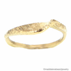 獨一無二的義大利設計師錘製 14K 純金結婚戒指 尺寸 7
