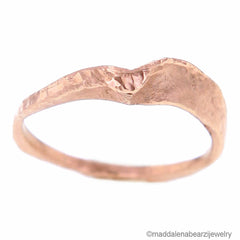 獨一無二的義大利設計師錘製 14K 純玫瑰金結婚戒指 尺寸 7