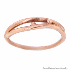 獨一無二的義大利設計師 14K 純玫瑰金結婚戒指，尺寸 7