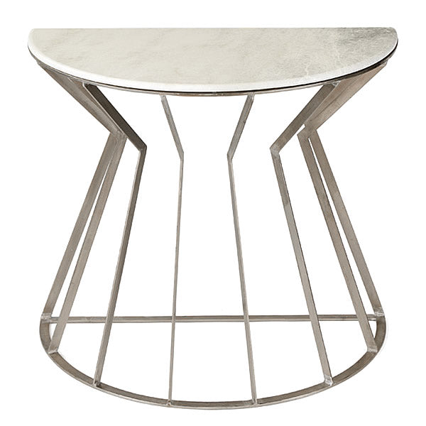 Adelaide Marble & Brushed Nickel Demi Loon Designer Side Table