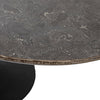 Eero 鬱金香橢圓形餐桌，鑲嵌藍色石材頂部和黑色底座