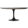 Eero 鬱金香橢圓形餐桌，鑲嵌藍色石材頂部和黑色底座