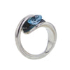 Bora 圓形藍色托帕石壓力鑲 925 銀戒指 尺寸 7