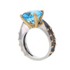Brillanter runder Ring aus Sterlingsilber mit blauem Quarz von Bora, Größe 7
