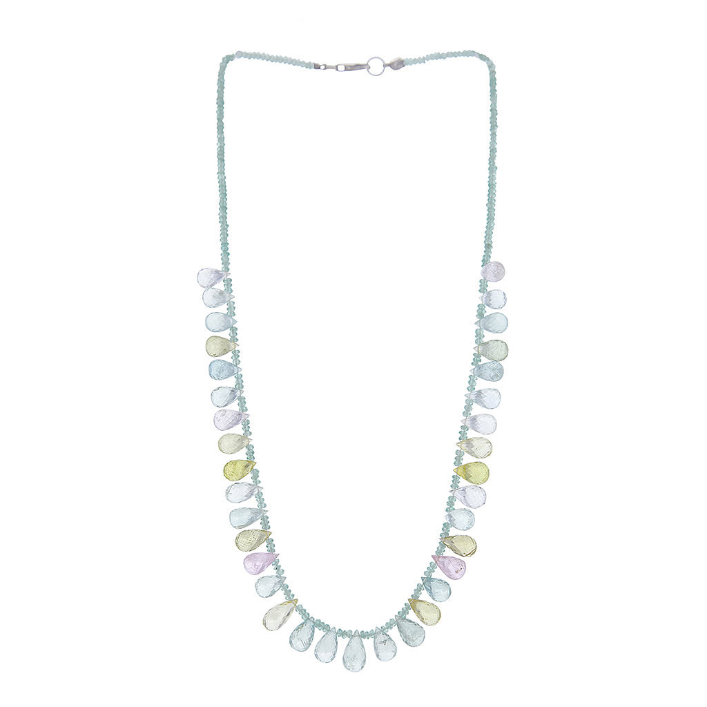 Multicolor Beryl Teeardrops & Microbeads Beaded Necklace