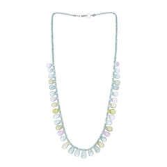 Multicolor Beryl Teeardrops & Microbeads Beaded Necklace