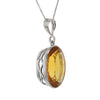 Oval Radiant Cut Citrine Pendant Necklace in Sterling Silver Setting