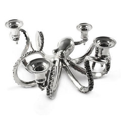 Four Taper Octopus Candelabra in Sterling Silver Pewter