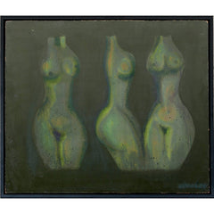 Abstraktes Vintage-Gemälde mit drei Frauen von Nikolay Nikov 