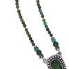 Alaskan Jade & Turquoise Pendant Necklace with Beaded Chain