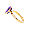 18K 純金戒指，鑲嵌長方形切割紫水晶，尺寸 7