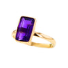 18K 純金戒指，鑲嵌長方形切割紫水晶，尺寸 7