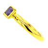 Ring aus 14-karätigem vergoldetem Sterlingsilber mit quadratischem Amethyst-Kristall, Größe 7