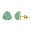 Triangle Aqua Chalcedony Stud Earrings in Gold Filled Sterling Silver