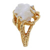 Beautiful Vintage Sculptural Brutalist Natural Pearl & Diamond Ring in 14K Solid Gold Size 5