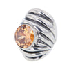 Spectacular Round Cur Citrine Cable Ring in Sterling Silver Size 8