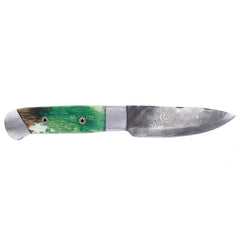 Maßgeschneidertes Messer mit 416-Lagen-Hi-Carbon-Damastklinge und Griff aus Kamelknochen