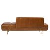 Caramel Brown Antiqued Leather Sofa With Brushed Brass Legs