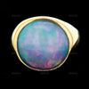 Australian Lightning Ridge Blue Opal Cabochon Ring in 14K Solid Gold Size 8