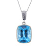 Halskette mit Anhänger aus blauem Topas-Kristall im Smaragdschliff